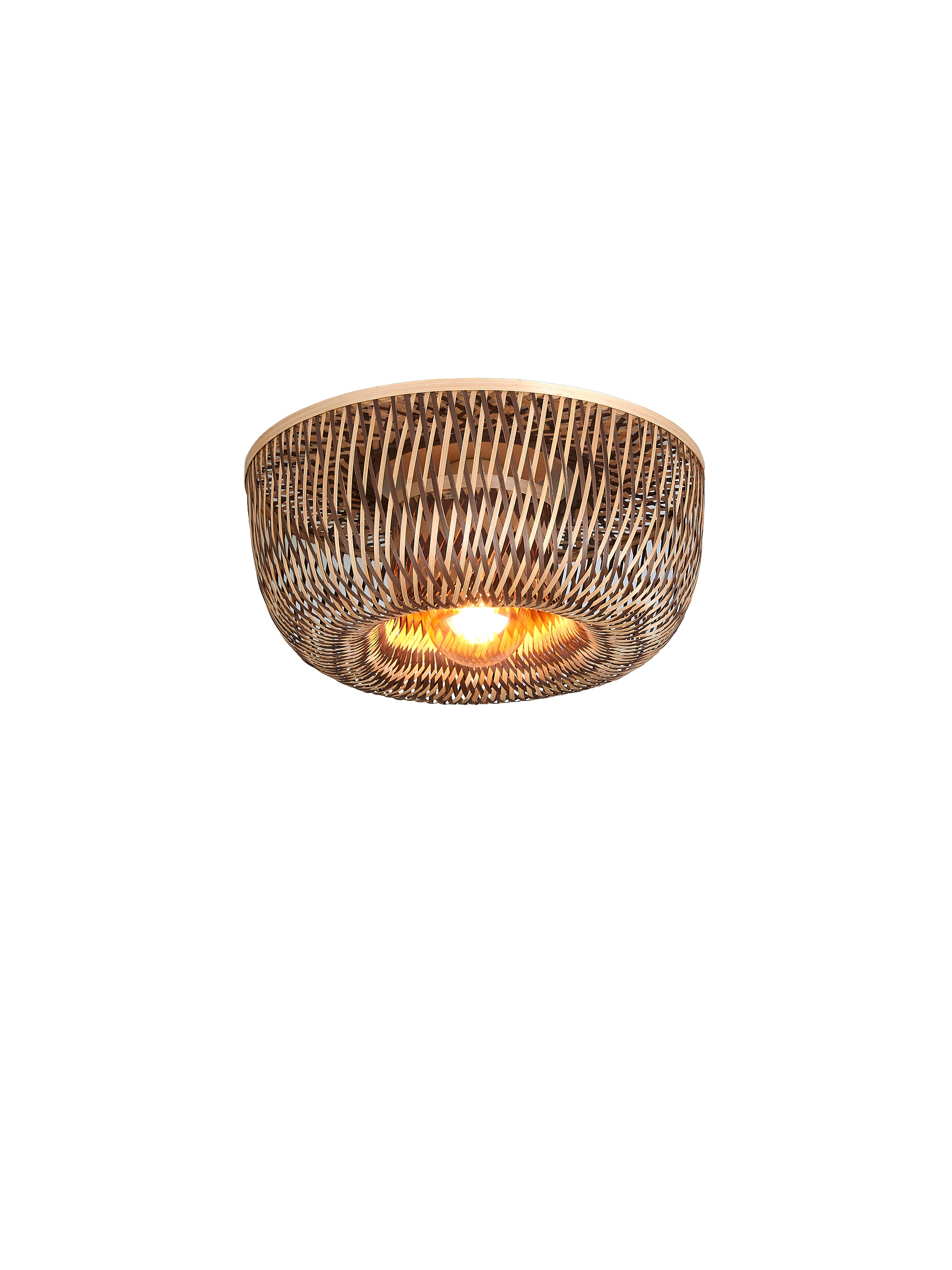 Good&Mojo Barbados ceiling lamp, bamboo/half-round shade, ø35xh.15cm, natural/brown
